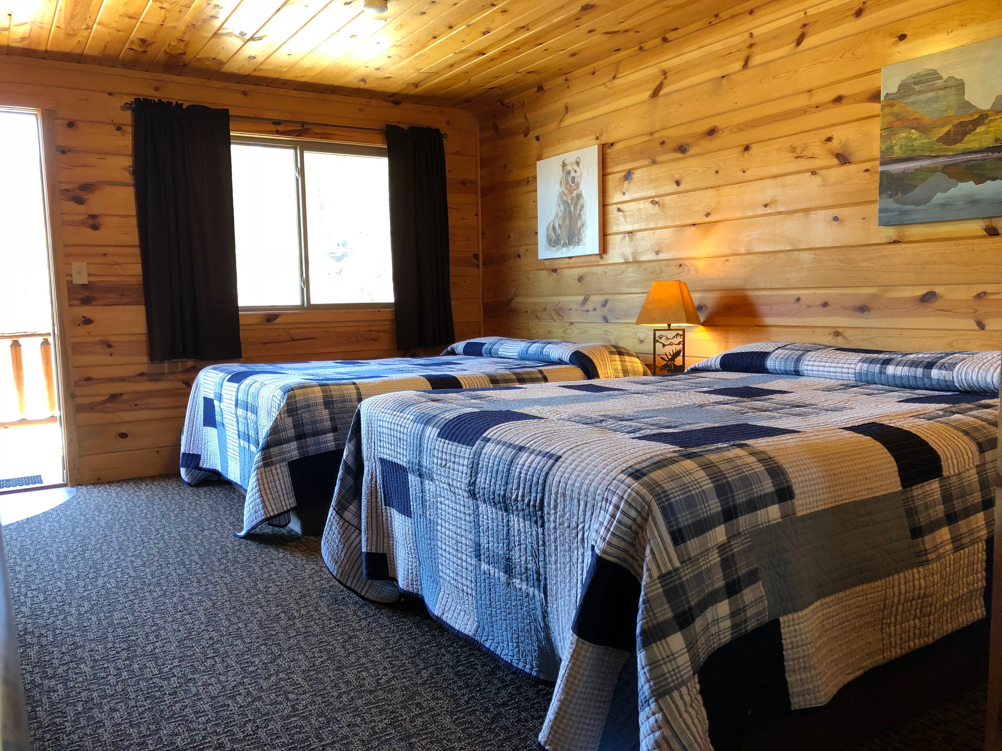 interior of double bed lodge