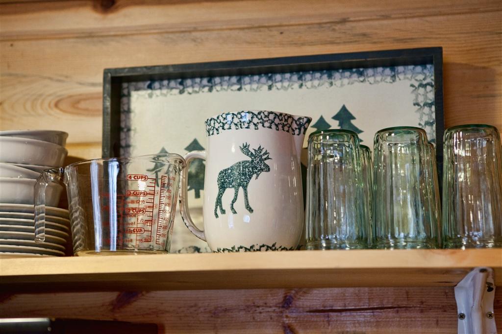 decorations on a shelf