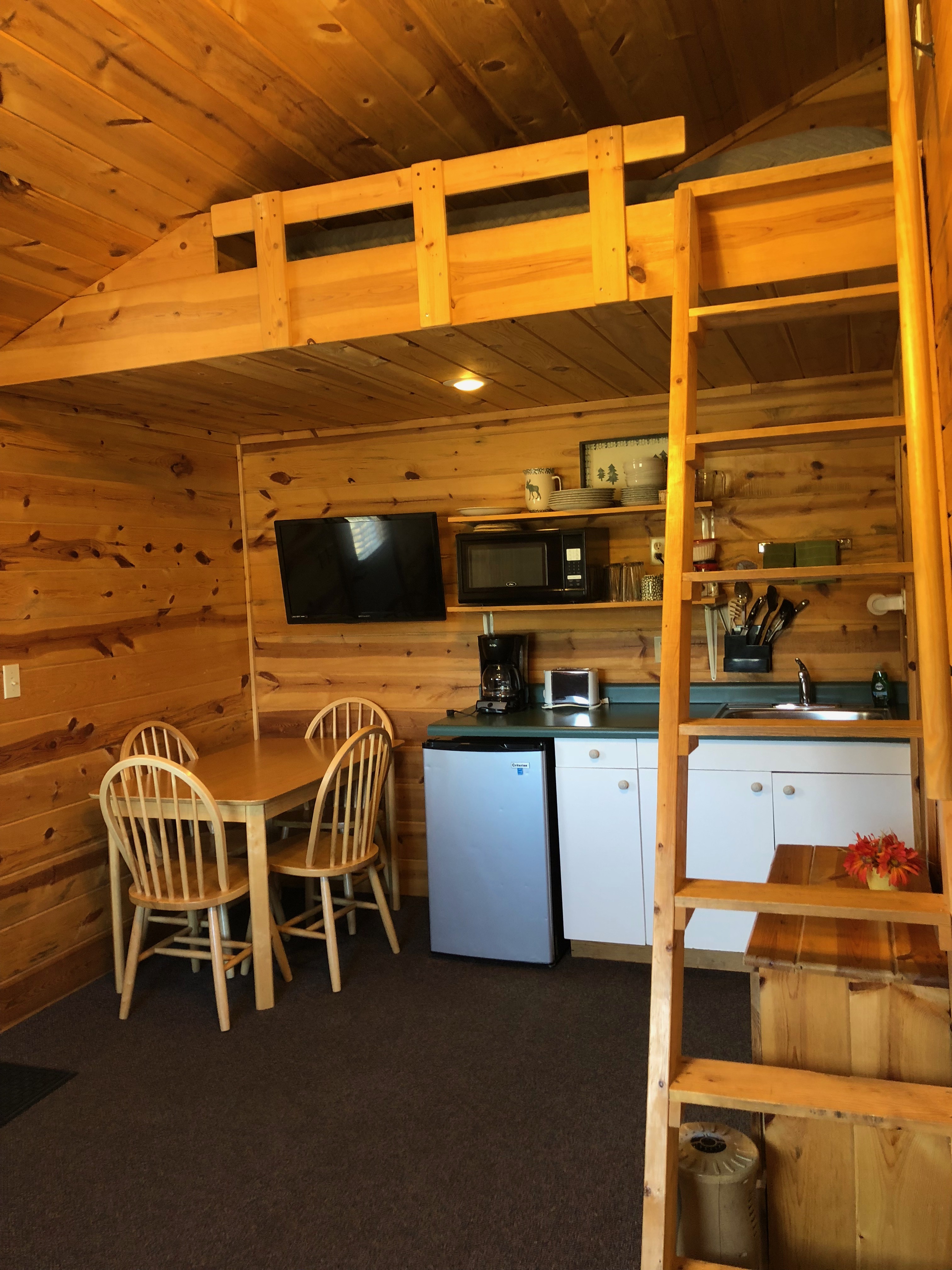 kitchen and loft of lodge